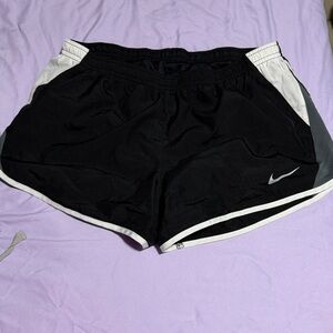 Nike Women’s Black Athletic Shorts with White & Gray Accents